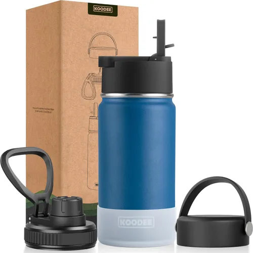 Miniatura 113 de koodee Insulated Water Bottle, 32 oz Stainless Steel Double Wall Vacuum Wide Mouth Sport Bottle with Leakproof Spout Lid (Navy)