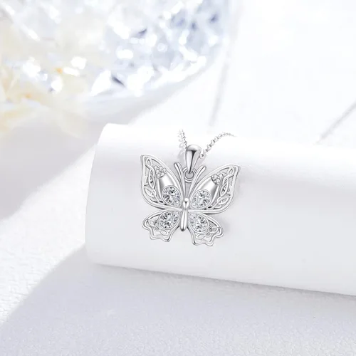 Miniatura 3 de Butterfly Necklace S925 Sterling Silver Butterfly Pendant Necklace Sparkly Cubic Zirconia Butterfly Necklace Butterfly Jewelry Gift for Women Girl