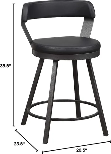 Miniatura 8 de Lexicon Ruthie - Juego de 2 taburetes giratorios para encimera de cocina con respaldo, 25.5 pulgadas de altura de asiento de 25.5 pulgadas, sillas