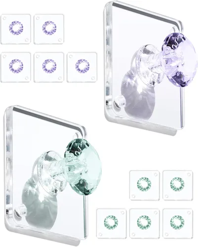 Miniatura 9 de Zreal Ganchos de pared adhesivos acrílicos de diamante, paquete de 12 pequeños ganchos decorativos transparentes para llaves, joyas, toallas, cocina