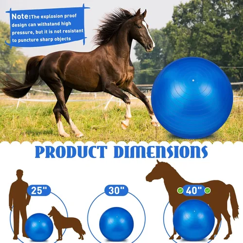 Miniatura 2 de Sotiff 2 pelotas de caballo de 40 pulgadas para jugar, caballo grande, equino, pastoreo, antiestallido, pelota de fútbol gigante para perro, bomba