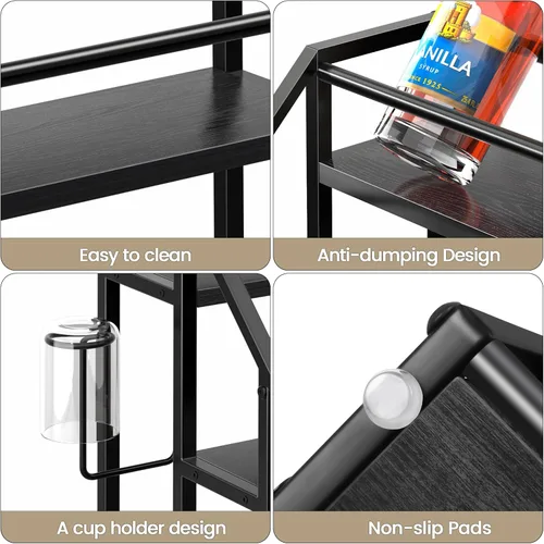 Miniatura 7 de Organizador de jarabe de café, estantes para especias, soporte para botellas de jarabe para barra de café, 3 niveles para 12 botellas, estantes