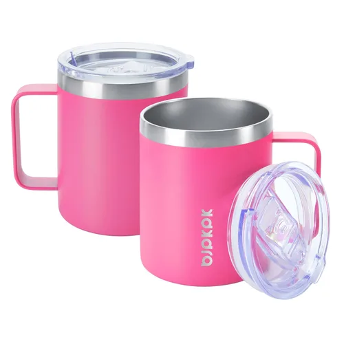 Miniatura 7 de BJPKPK 2 tazas de café aisladas, vaso aislado de 14 onzas con tapa, tazas de café de acero inoxidable con tapa a prueba de salpicaduras, color negro
