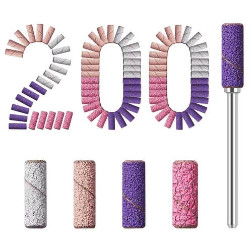 Miniatura 9 de Modelones Bandas de lijado para taladro de uñas, 200 unidades de mini bandas pequeñas de lijado de uñas, mezcla de 180 240 bandas de lijado de lima
