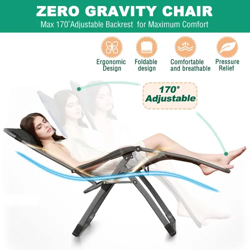 Miniatura 3 de LILYPELLE Silla de Gravedad Cero, Sillón Reclinable Premium para Césped Plegable Portátil Chaise Lounge con Cojín Desmontable, Reposacabezas