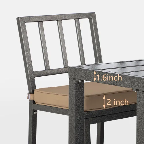Miniatura 6 de Sillas y mesa de bar al aire libre, juego de bar de metal para patio con taburetes y cojines para patio trasero, porche, bistró, balcón
