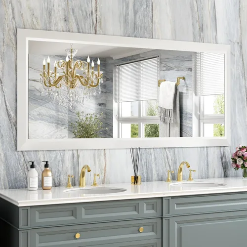 Miniatura 111 de Amorho Espejo de Baño Negro, Espejos de Pared de 24x30 Pulgadas con Marco de Metal Grueso para Sobre el Fregadero, Dormitorio, Sala de Estar