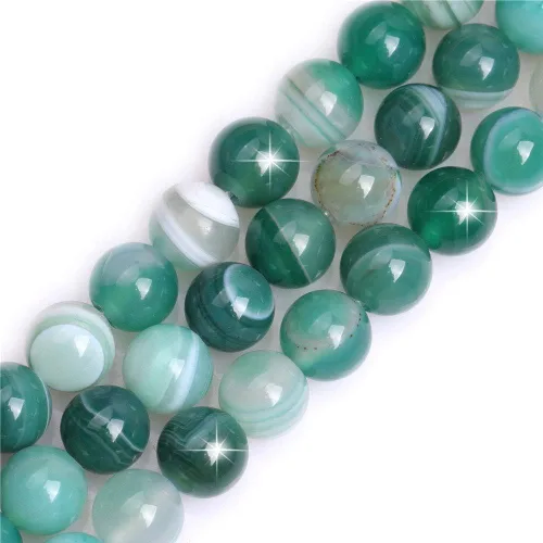 Miniatura 33 de GEM-Inside - Cuentas redondas de ágata de ónix azul claro natural de 0.394 pulgadas (0.394 in) con agujero grande para hacer joyas, suministros