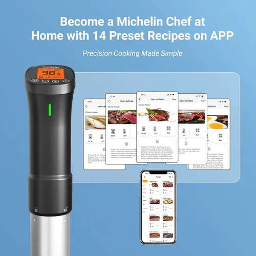 Miniatura 3 de INKBIRD WIFI Sous Vide Cooker ISV-200W Bundle con máquina selladora al vacío INK-VS01, kits Sous-Vide de 1000W, circulador de inmersión para Sous
