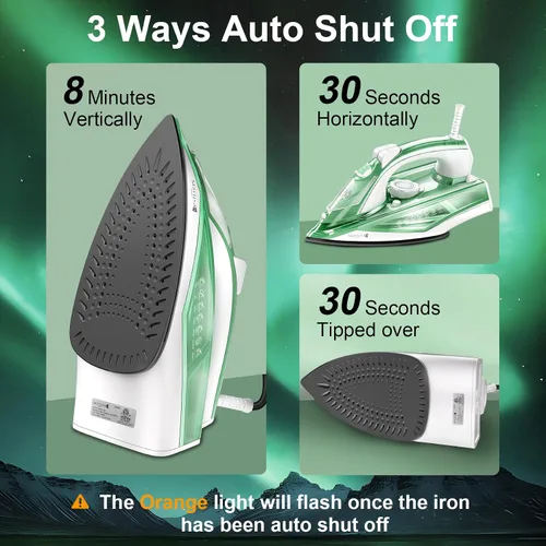 Miniatura 6 de Martisan Steam Iron Lite, 1600 W, calentamiento rápido de 15 segundos, suela adicional para reserva de calor, temperatura ajustable precisa, panel