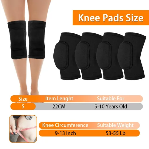 Miniatura 2 de Rodilleras de voleibol, 2 pares de rodilleras de voleibol para niñas, rodilleras para mujeres, jóvenes y niños, rodilleras negras suaves
