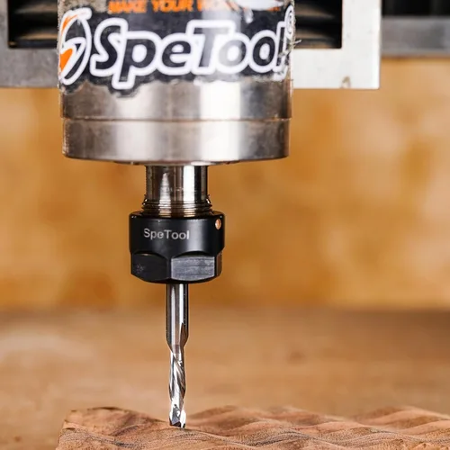 Miniatura 4 de SpeTool 5 brocas de compresión para enrutador de 1/4 de pulgada, diámetro de corte de 1/4 de pulgada, de carburo hacia arriba y hacia abajo, fresas