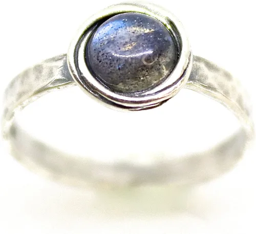 Miniatura 75 de Anillo de plata de ley con piedras preciosas para mujer, anillo apilable de piedra martillada, anillo de piedra natal