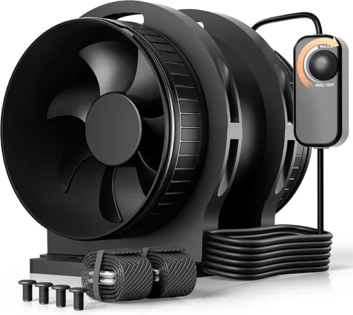 Miniatura 9 de Ventilador de conducto en línea de 4 pulgadas con controlador de velocidad, ventiladores en línea mejorados, ventilador de conducto de escape