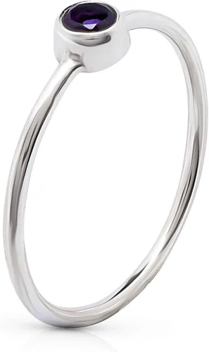 Miniatura 2 de Anillo redondo de amatista delicado plata de ley 925 Vintage Boho Chic