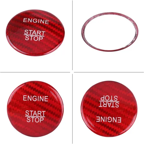 Miniatura 4 de Keenso Cubierta de botón de arranque de motor de fibra de carbono para A B C GLC GLA CLA ML GL Clase W176 W246 W205 X253 X156 C117 (rojo)