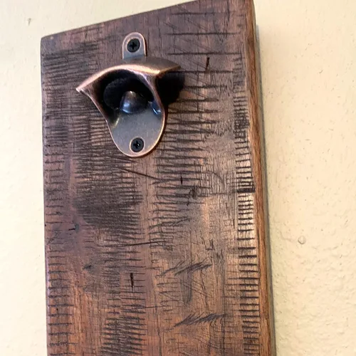 Miniatura 3 de Rustic Farmhouse Bottle Opener with Oil Rubbed Bronze Hardware - Includes Upgraded Magic Magnet Catch - Mancave, Bar, Outdoors