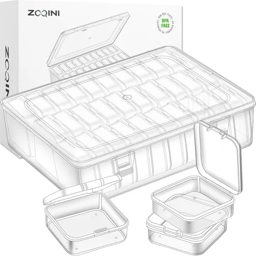 Miniatura 12 de Caja organizadora de cuentas, 28 recipientes pequeños de plástico transparente, 1 caja organizadora grande de manualidades, 1 etiqueta de hoja