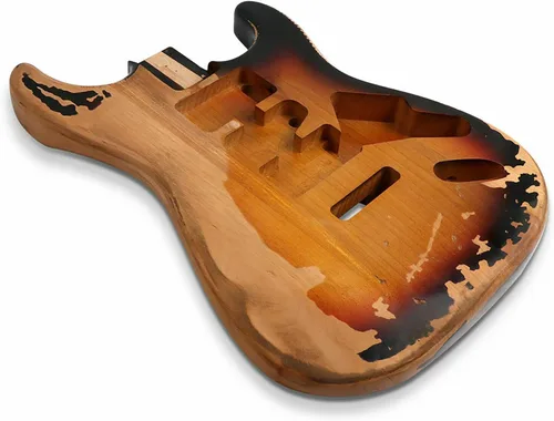 Miniatura 8 de Cuerpo de guitarra eléctrica Relic Nitro Alder Strat Style H-S-H Route Cuerpo de guitarra DIY 3 tonos Sunburst.