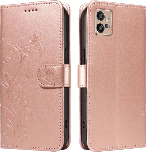 Miniatura 122 de Funda para Motorola Moto E22/E22i, piel sintética, con tarjetero y correa para la muñeca, a prueba de golpes, funda magnética para Motorola Moto Rojo