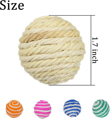 Miniatura 2 de WishLotus Pelotas de sisal para gatos, 5 unidades, bolas de sisal de colores surtidos de 1.8 in para que los gatos arañen, palmaditas, muerdan