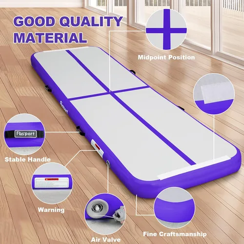 Miniatura 3 de FBSPORT - Colchonetas inflables de entrenamiento de 4 u 8 pulgadas de grosor, pistas de gimnasia para uso en el hogar, animadoras, yoga