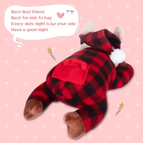 Miniatura 6 de My OLi Animal de peluche de alpaca de 15 pulgadas, con pijama y gorro de noche, almohada suave para abrazar, regalo de cumpleaños para bebés, niños