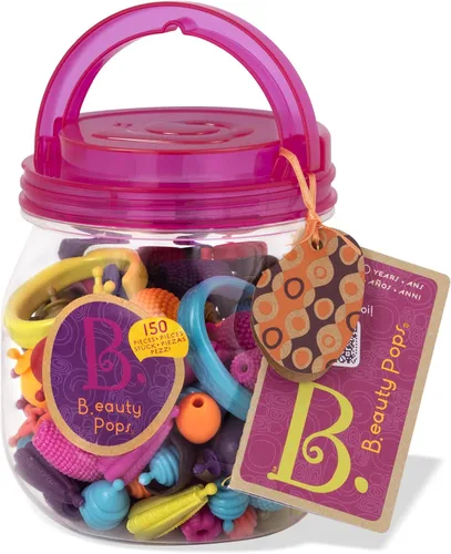Miniatura 7 de B. toys Pop Arty! 150 piezas - Kit de fabricación de joyas - Juego creativo de cuentas pop para niños - Kit de fabricación de joyas de bricolaje