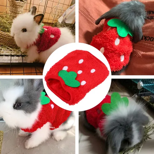 Miniatura 8 de POPETPOP Ropa de conejo para conejitos – Trajes de conejillo de Indias ropa de conejito de forro polar, suéter de conejillo de indias, chaleco