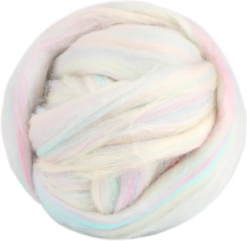Miniatura 27 de 3.53 oz lana Roving, suministros de fieltro de lana, lana pura, hilo grueso, hilado de lana giratoria para fieltro de aguja, fieltro húmedo, Blanco