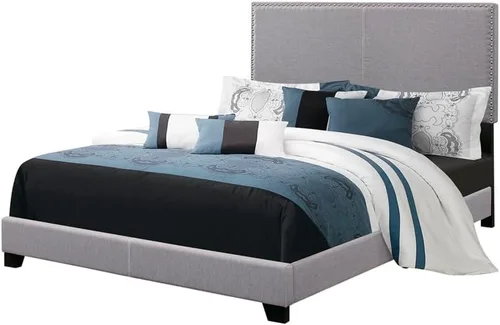 Miniatura 4 de Coaster Home Furnishings Boyd 350071Q - Marco de cama tapizado de tela de transición, tamaño Queen, cabecero de 50 pulgadas, color gris