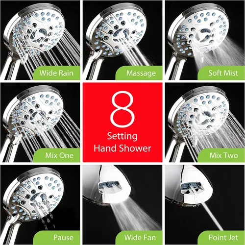 Miniatura 8 de Hotel Spa AquaCare for California As-Seen-On-TV High Pressure Handheld Rain 50-mode 3-way Shower Head Combo with Adjustable Arm, Anti-clog Jets, Tub