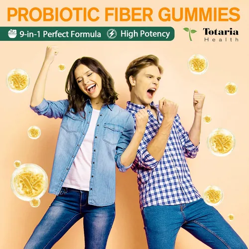 Miniatura 2 de Gomitas de fibra probiótica 9 en 1 para adultos y adolescentes, suplemento de fibra Pro con 5 mil millones de UFC Bacillus Coagulans, cáscara