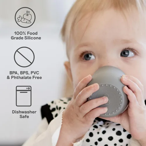 Miniatura 9 de ezpz Tiny Cup (Blush) – Taza de entrenamiento de 100% silicona para bebés – 4 meses en adelante – Diseñada por un especialista en alimentación