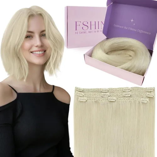 Miniatura 59 de Fshine Extensiones de cabello con broches, 22 pulgadas, 7 unidades, color marrón oscuro, doble trama, extensiones de cabello humano real con clip