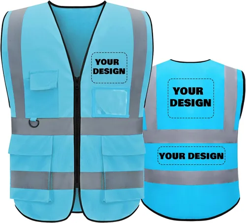 Miniatura 25 de Chaleco de seguridad personalizado BeautyWill con logotipo personalizado Clase 2, chaleco reflectante de alta visibilidad con bolsillos, ropa