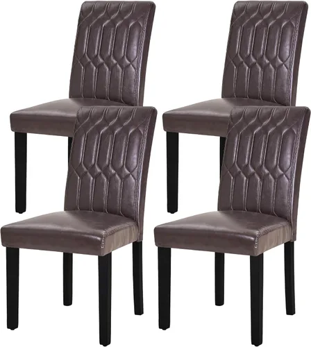 Miniatura 14 de VECELO Juego de 2 sillas de comedor tapizadas Parsons con asiento cómodo, patas de madera maciza con almohadillas de goma, para sala de estar