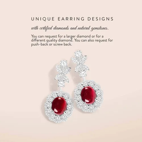 Miniatura 5 de Diamondere - Pendientes solitarios de piedras preciosas de corte princesa naturales y certificados en oro blanco de 14 quilates Pendientes