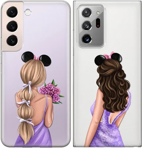 Miniatura 5 de Fundas a juego para parejas compatibles con iPhone 15 14 13 Pro Max 12 Mini 11 Xs 6s 8 Plus 7 Xr 10 SE X 5 Femenino Par de Nupcial Estampado Púrpura