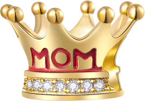 Dijes de plata de ley 925 para el día de la madre, artista, autismo, madre e hija y pie de bebé, corona de mamá y cuentas de nana, se adapta a