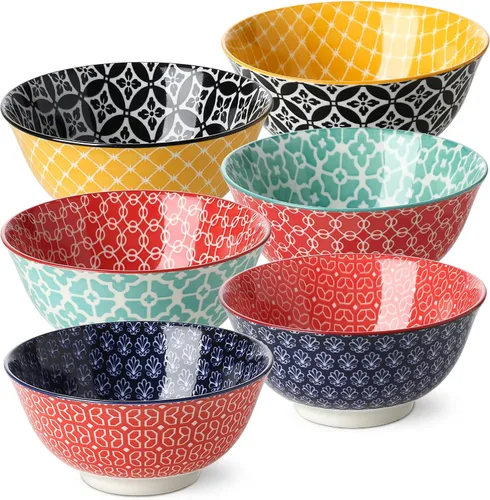 Miniatura 11 de DOWAN Juego de 6 Tazones de Cereal, Tazones de Sopa de Cerámica de 23 OZ, Tazones Pequeños de Postre de 6 Pulgadas para Fruta, Aperitivos, Helado