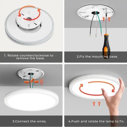 Miniatura 8 de Matane Lámpara de techo empotrada con control remoto, luz nocturna de 8.7 pulgadas, 18 W, 3000 K-6500 K, ajustable, luces LED de bajo perfil