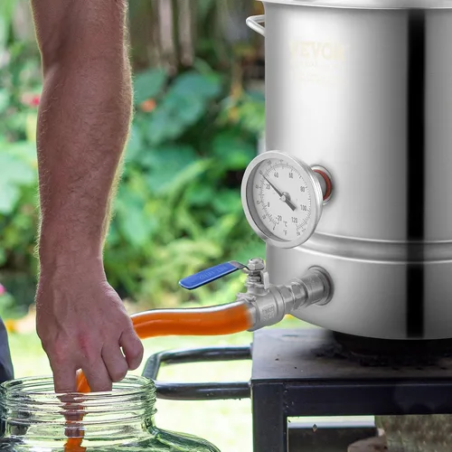 Miniatura 8 de VEVOR Hervidor de cerveza de 5 galones, olla de acero inoxidable, olla para elaboración de cerveza con filtro y bandeja de filtro, parte inferior