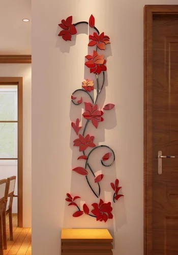 Miniatura 2 de Murales de pared de flores de ratán 3D para sala de estar, dormitorio, sofá, telón de fondo de televisión, calcomanías originales, regalo