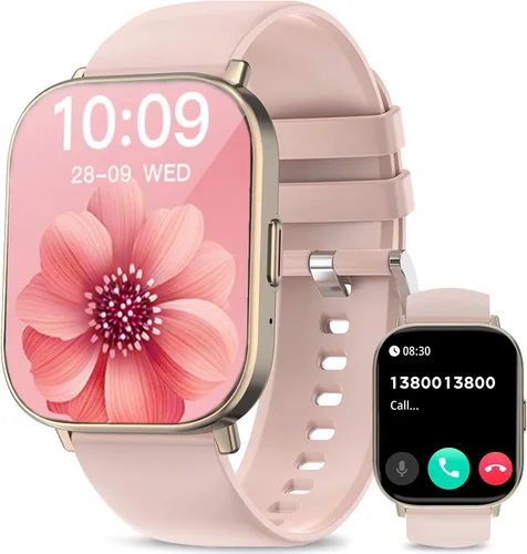 Reloj inteligente, relojes inteligentes HD de 2.01 pulgadas para mujer, reloj de seguimiento de actividad física con monitor de presión Rosa