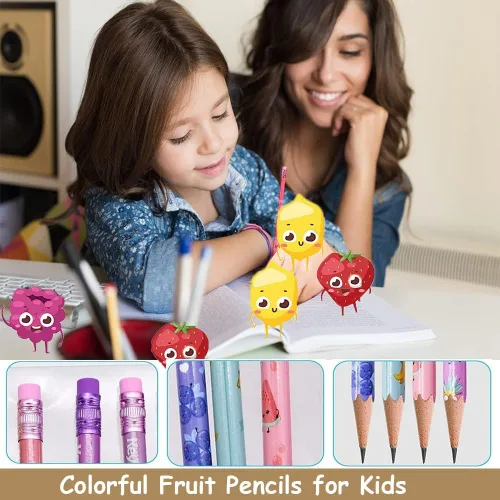 Miniatura 6 de 120 lápices perfumados para niños, lápices perfumados con borradores, lápiz de grafito HB de frutas para la escuela, papelería, fiesta, suministros