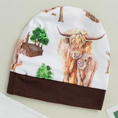 Miniatura 6 de Omkzanbi New to the Herd - Body para recién nacido, para niño y niña, mono de vaca de las tierras altas, pantalones deportivos, sombreros