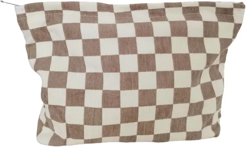 SxoSyo - Bolsas de cosméticos a cuadros, bolsa de maquillaje de lona, color beige | Neceser de viaje con cremallera, bolsa de brochas de maquillaje,