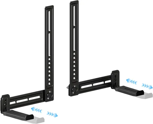 C YECEN Barra de sonido se monta debajo de la TV o encima del televisor, soporte de barra de sonido ajustable en altura y profundidad, con brazos de