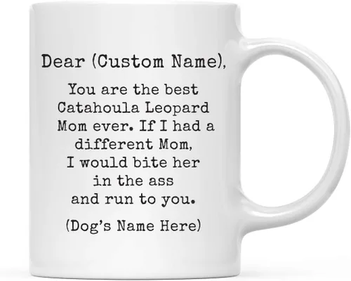 Miniatura 73 de Andaz Press Taza de café personalizada divertida con texto en inglés "Dog Mom", regalo de broma para la mejor mamá de perro cocker spaniel, muerde